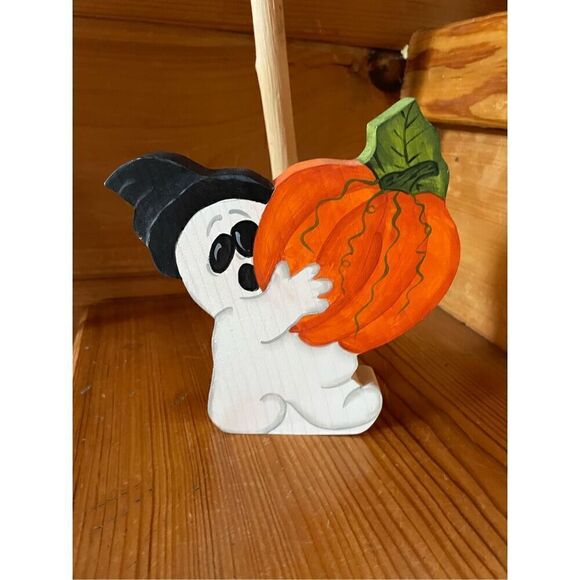 Vintage Handmade Wood Halloween Ghosts Decor - Picture 4 of 7